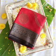 Pink Semi Banaras Silk Saree