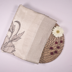 Soft Beige Semi Tussar Saree