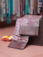 Pink Chanderi Saree with Brown Border