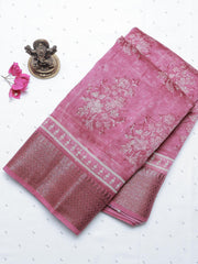 Pink Chanderi Silk Saree