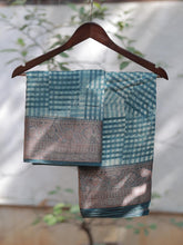 Chanderi Saree - Blue Checks