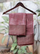 Chanderi Saree - Pink Checks