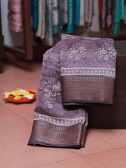 Violet Chanderi Silk Saree