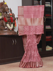 Pink Checks Chanderi Silk Saree