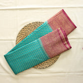 Semi Banarasi Saree with Contrast Border - S Blue