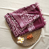 Batik Hand Block Print Cotton Saree - Maroon