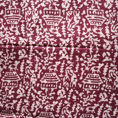 Batik Hand Block Print Cotton Saree - Maroon
