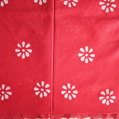 Batik Hand Block Print Cotton Saree - Red