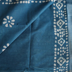 Batik Hand Block Print Cotton Saree - Blue