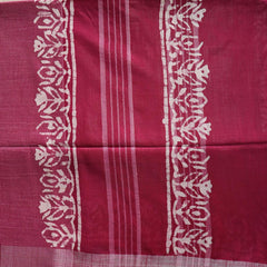 Batik Hand Block Print Cotton Saree - Maroon