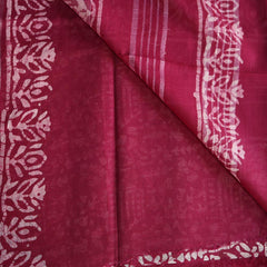 Batik Hand Block Print Cotton Saree - Maroon
