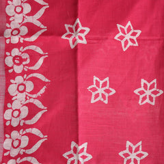 Batik Hand Block Print Cotton Saree - Pink