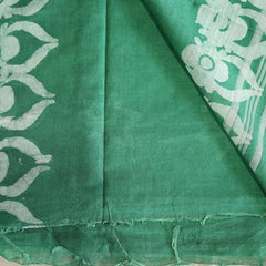 Batik Hand Block Print Cotton Saree - Green
