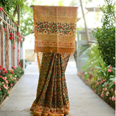 Earthy Brown Kalamkari Cotton Saree