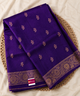Royal violet Semi Banarasi With Heritage Gold Zari Border