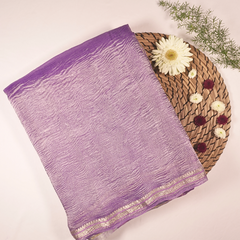 Purple Crushed Silk Saree