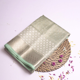 Pastel Gray Tissue Silk Saree