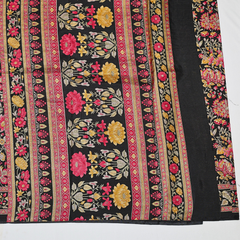 Black Semi Printed Silk Saree