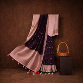 Wine Purple Semi Banarasi Silk Saree