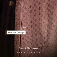 Wine Purple Semi Banarasi Silk Saree