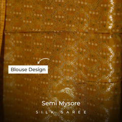Peacock Teal & Mustard Gold Semi Mysore Silk Saree