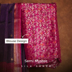 Royal Purple & Rani Pink Semi Mysore Silk Saree