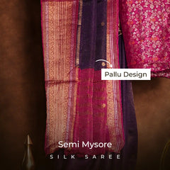 Royal Purple & Rani Pink Semi Mysore Silk Saree