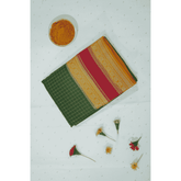 Green Checks with Yellow Border Semi Mysore Silk Saree