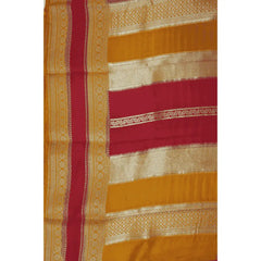 Green Checks with Yellow Border Semi Mysore Silk Saree