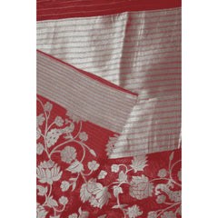 Red Semi Banarasi Georgette Silk Saree