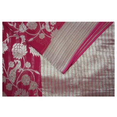 Dark Pink Semi Banarasi Georgette Silk Saree