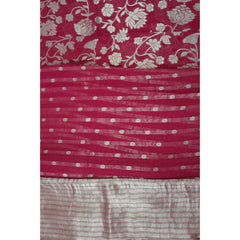 Dark Pink Semi Banarasi Georgette Silk Saree