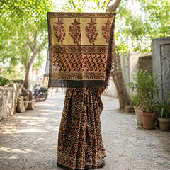 Maroon Kalamkari Cotton Saree