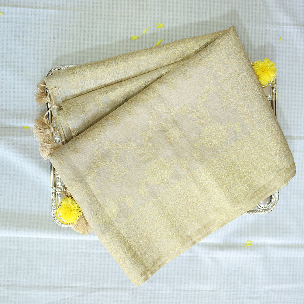 Beige Tissue Silk Saree