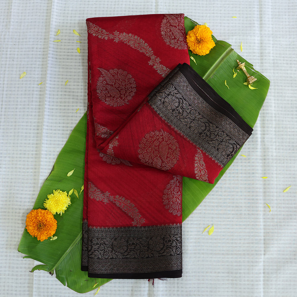 Pink Semi Banaras Silk Saree