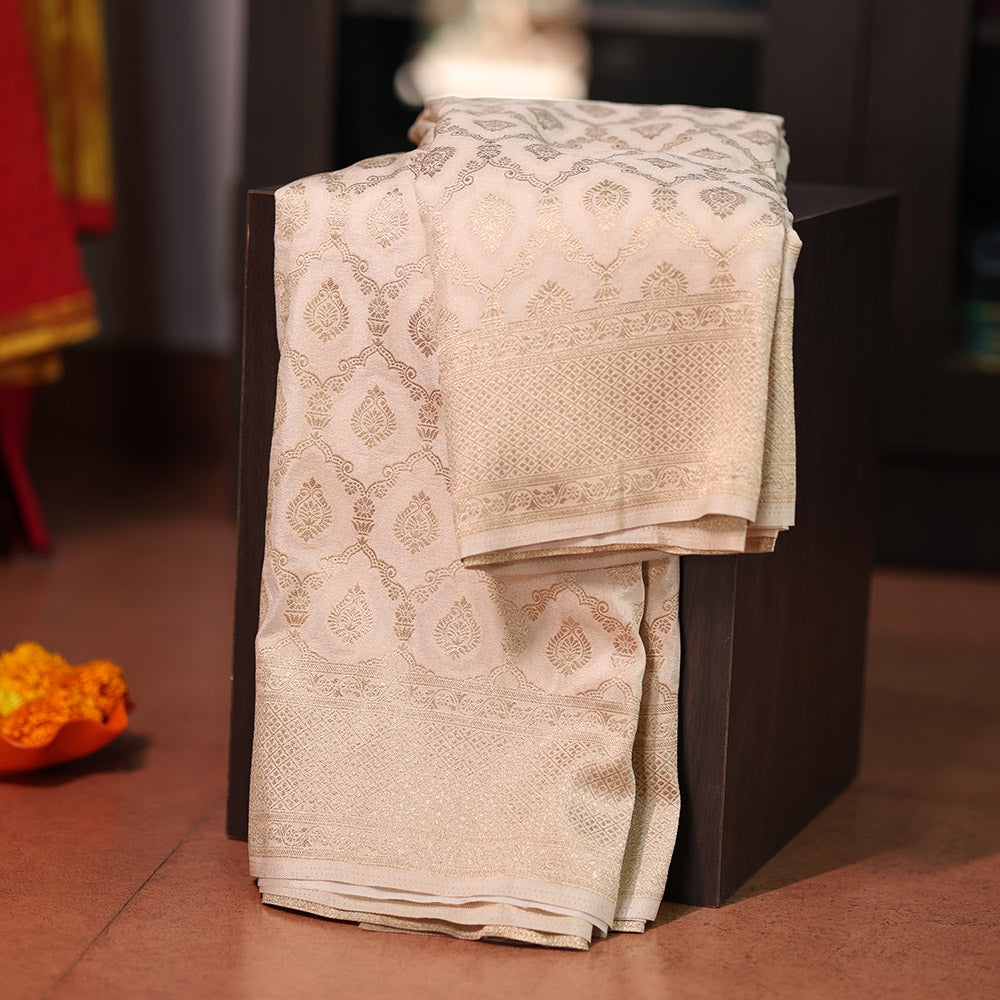Beige Semi Georgette Saree - Soft & Stylish