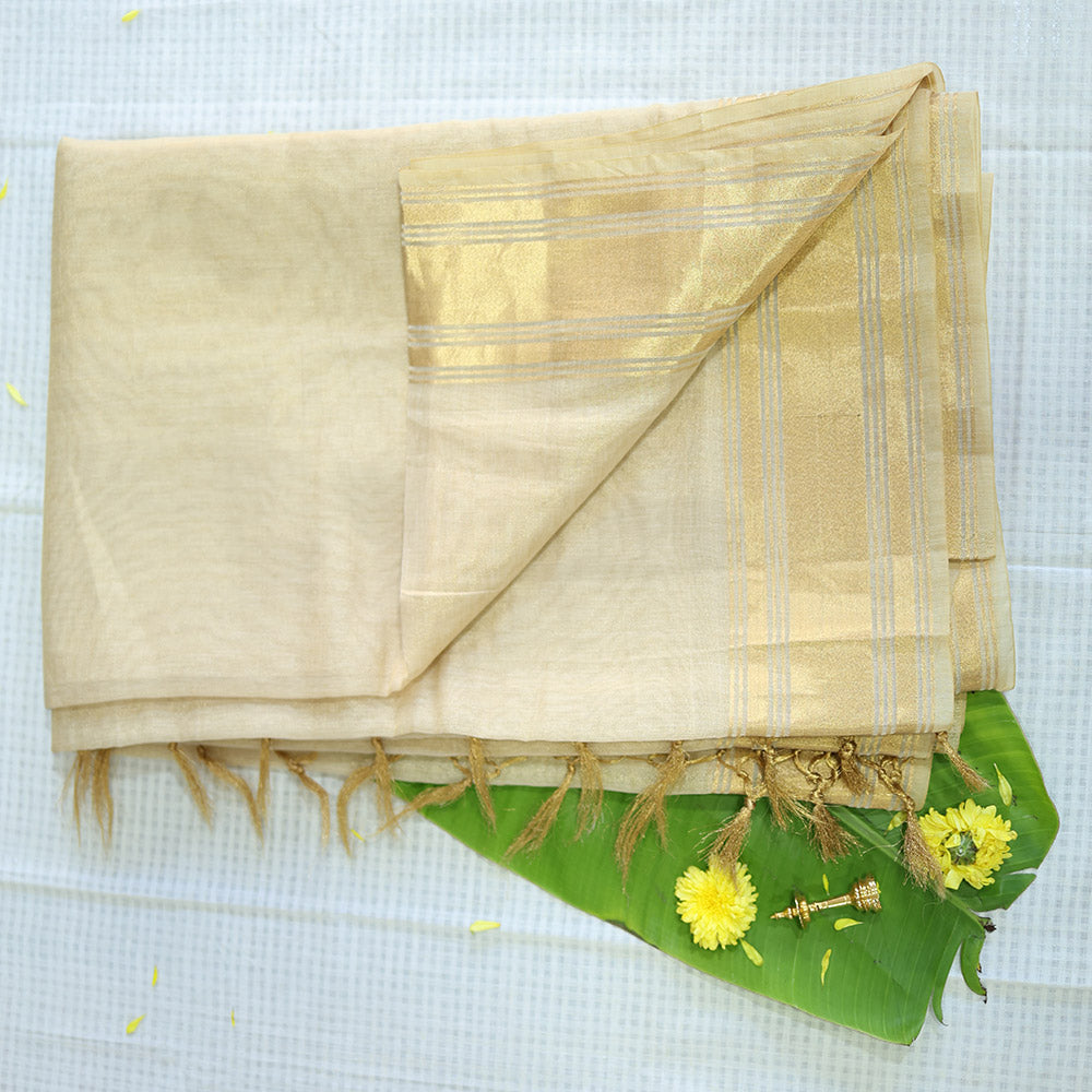 Off White Tissue Silk Saree