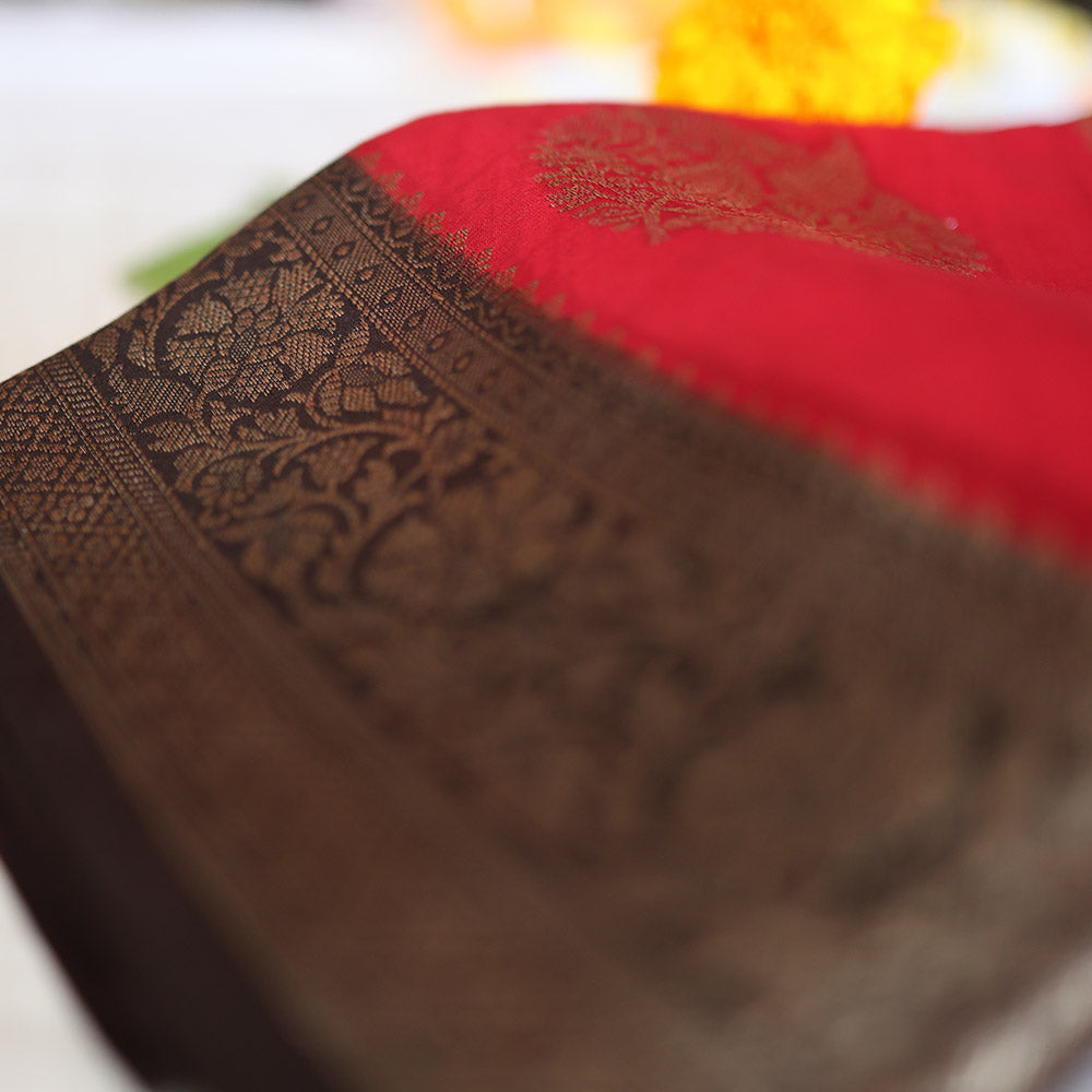 Pink Semi Banaras Silk Saree