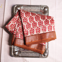 Chanderi Saree - Cream Daabu