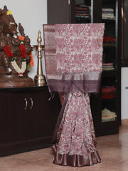 Pink Chanderi Saree with Brown Border
