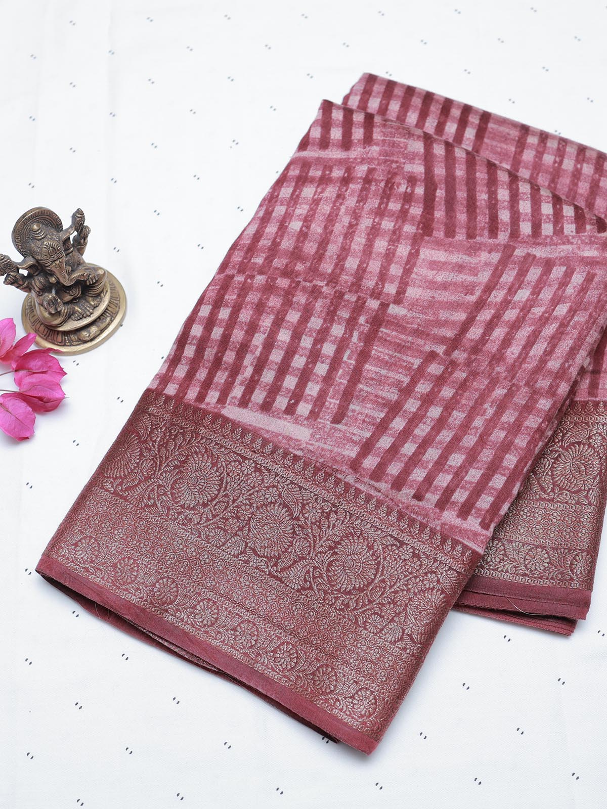 Chanderi Silk Saree - Pink Checks