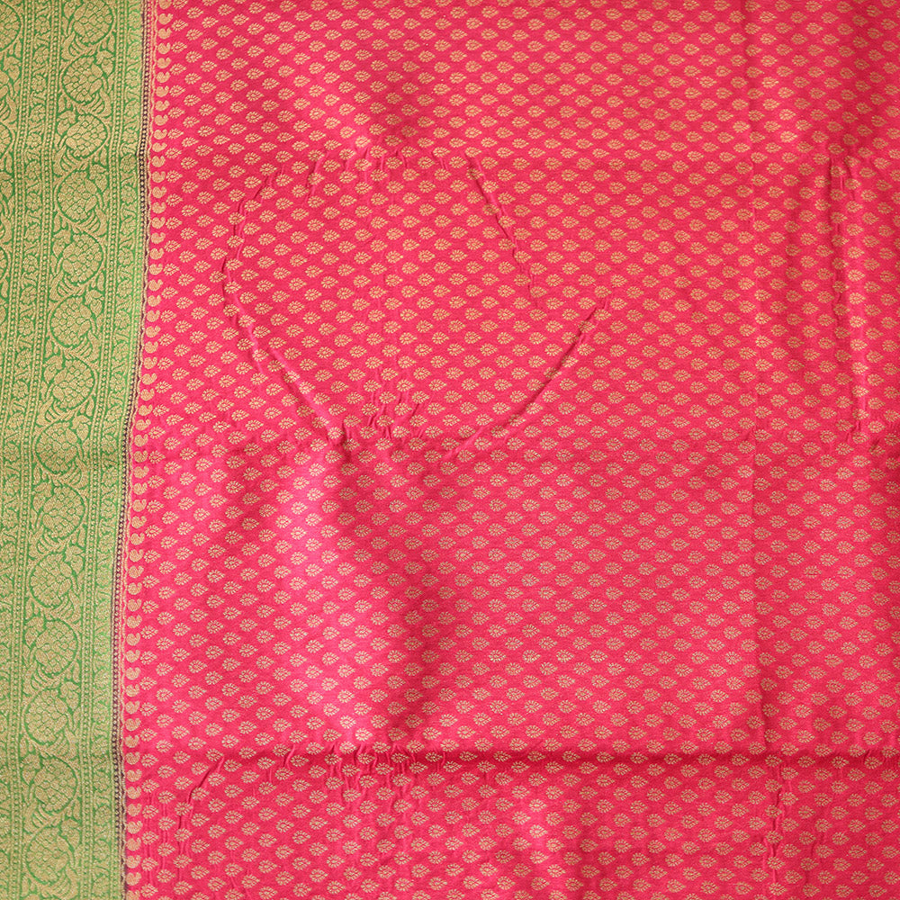 Semi Banarasi Saree with Contrast Border - Red