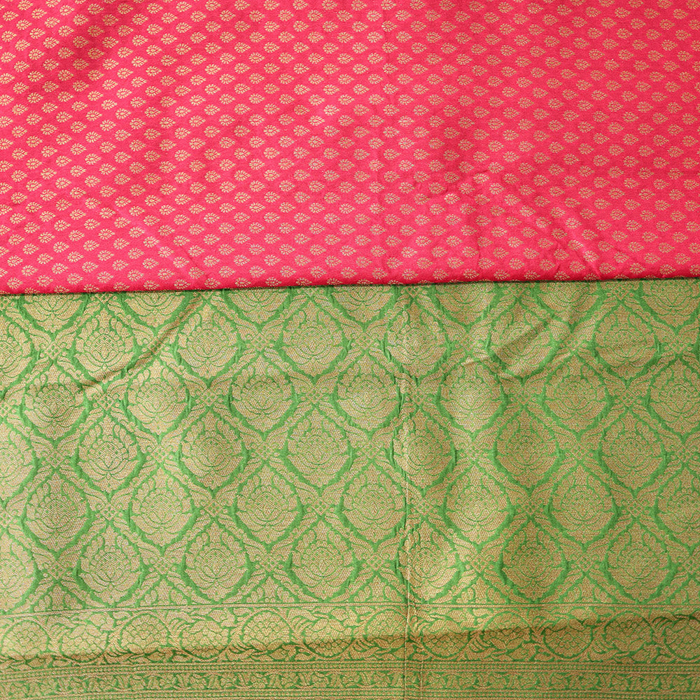 Semi Banarasi Saree with Contrast Border - Red