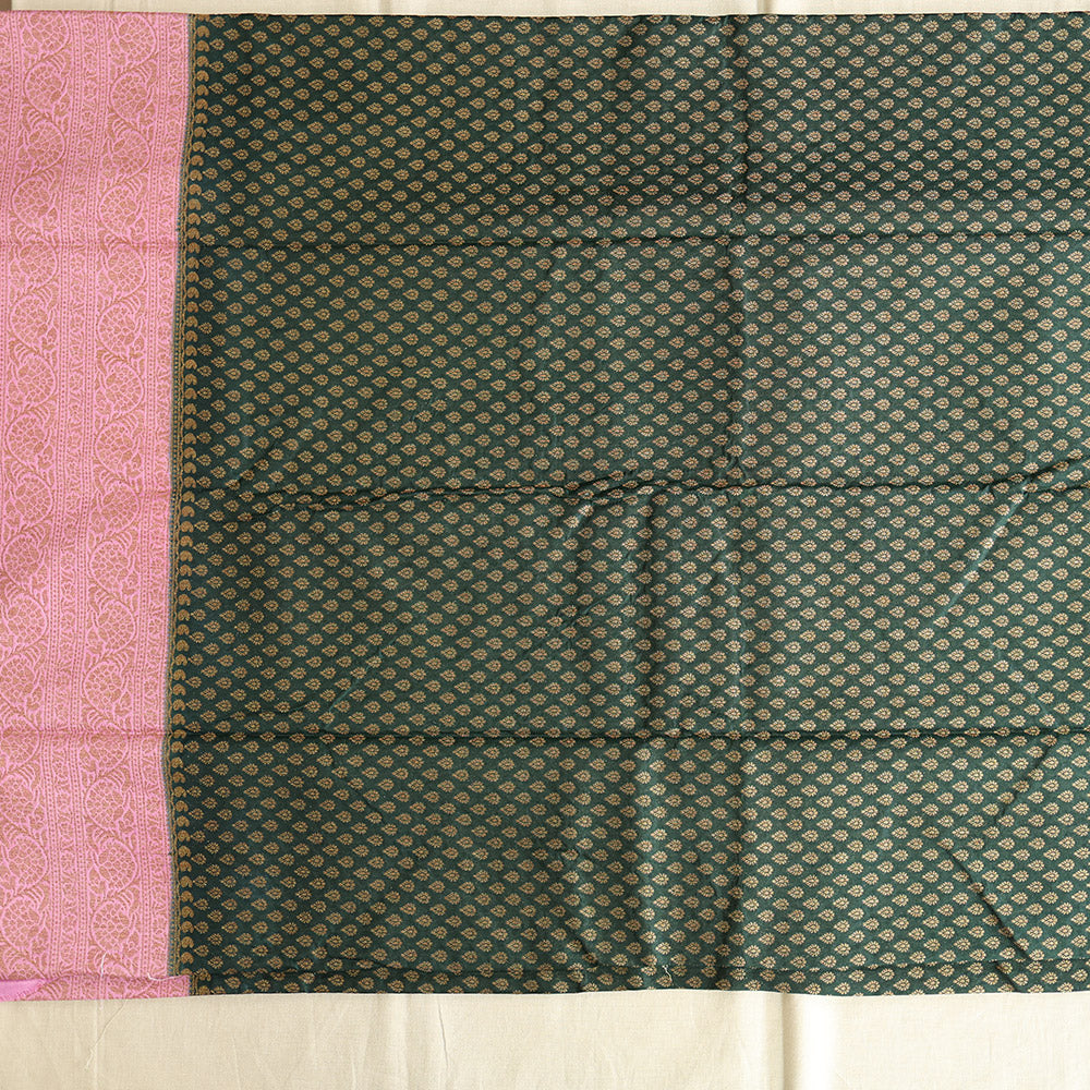 Semi Banarasi Saree with Contrast Border - Pink Black