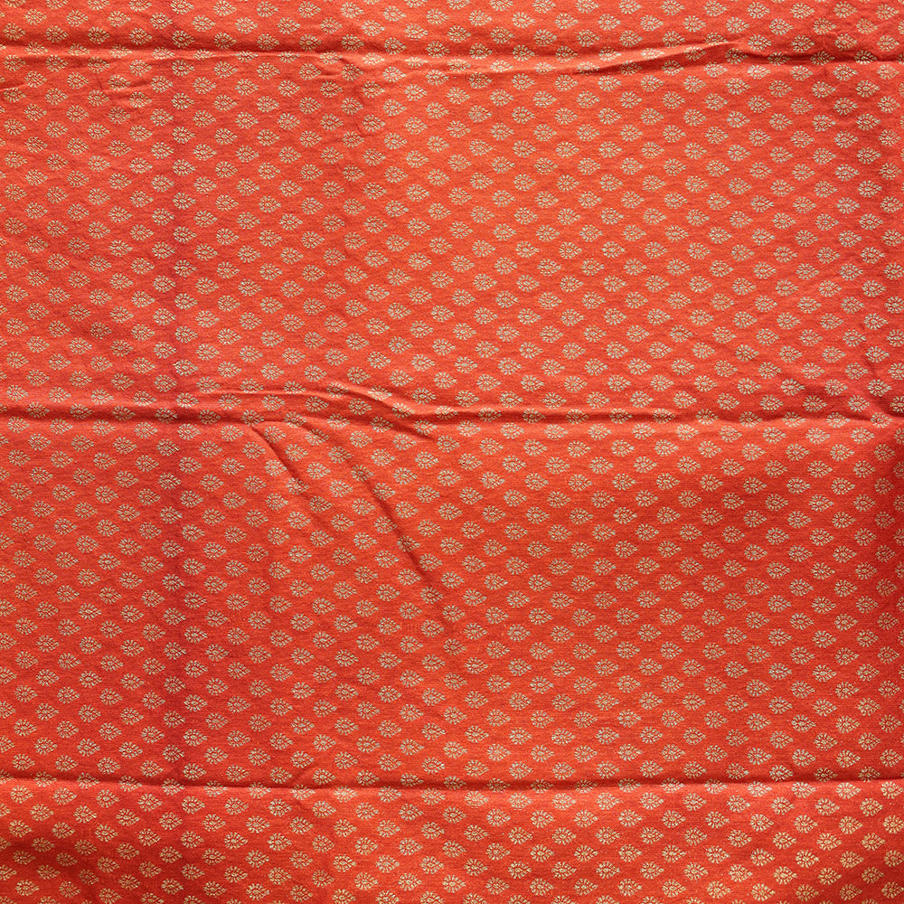 Semi Banarasi Saree with Contrast Border - Orange brown