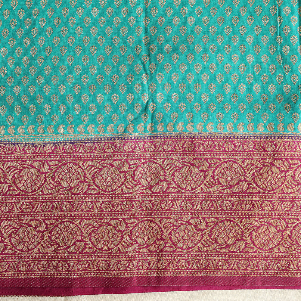 Semi Banarasi Saree with Contrast Border - S Blue