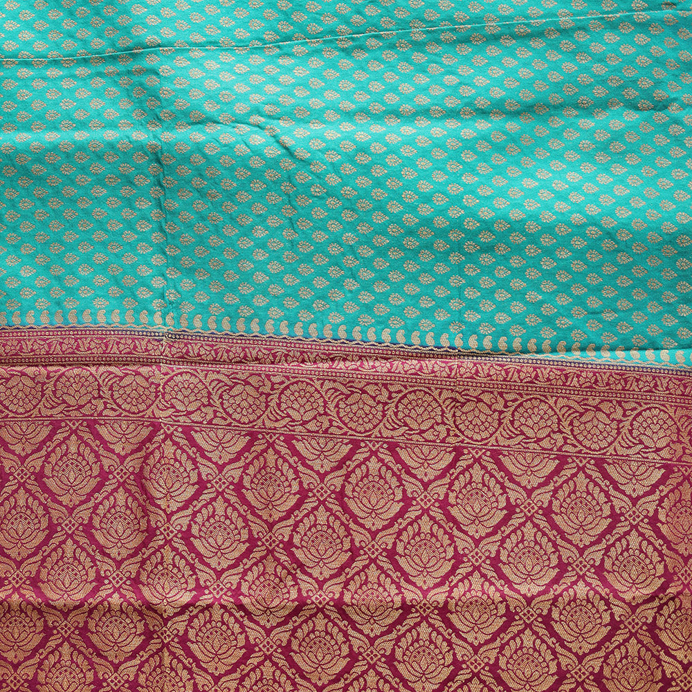 Semi Banarasi Saree with Contrast Border - S Blue