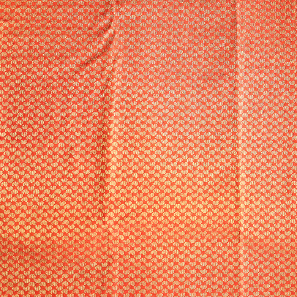Semi Banarasi Saree with Contrast Border - Orange