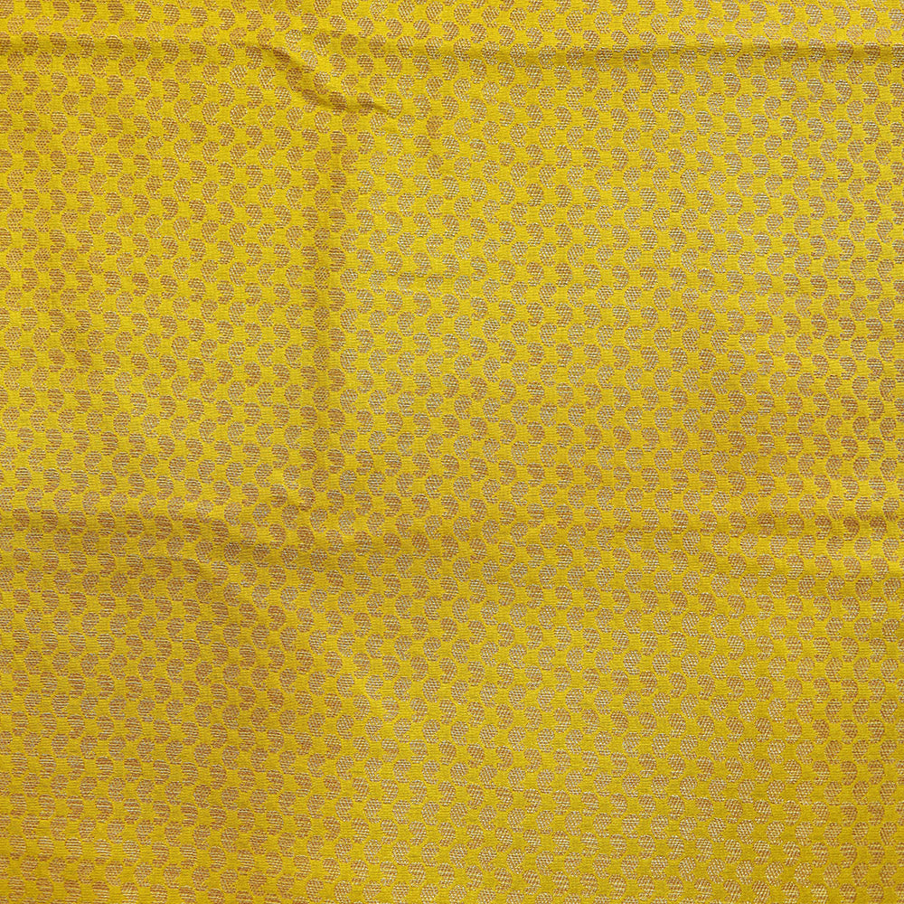 Semi Banarasi Saree with Contrast Border - Yellow