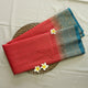 Semi Banarasi Saree with Contrast Border - Red Blue